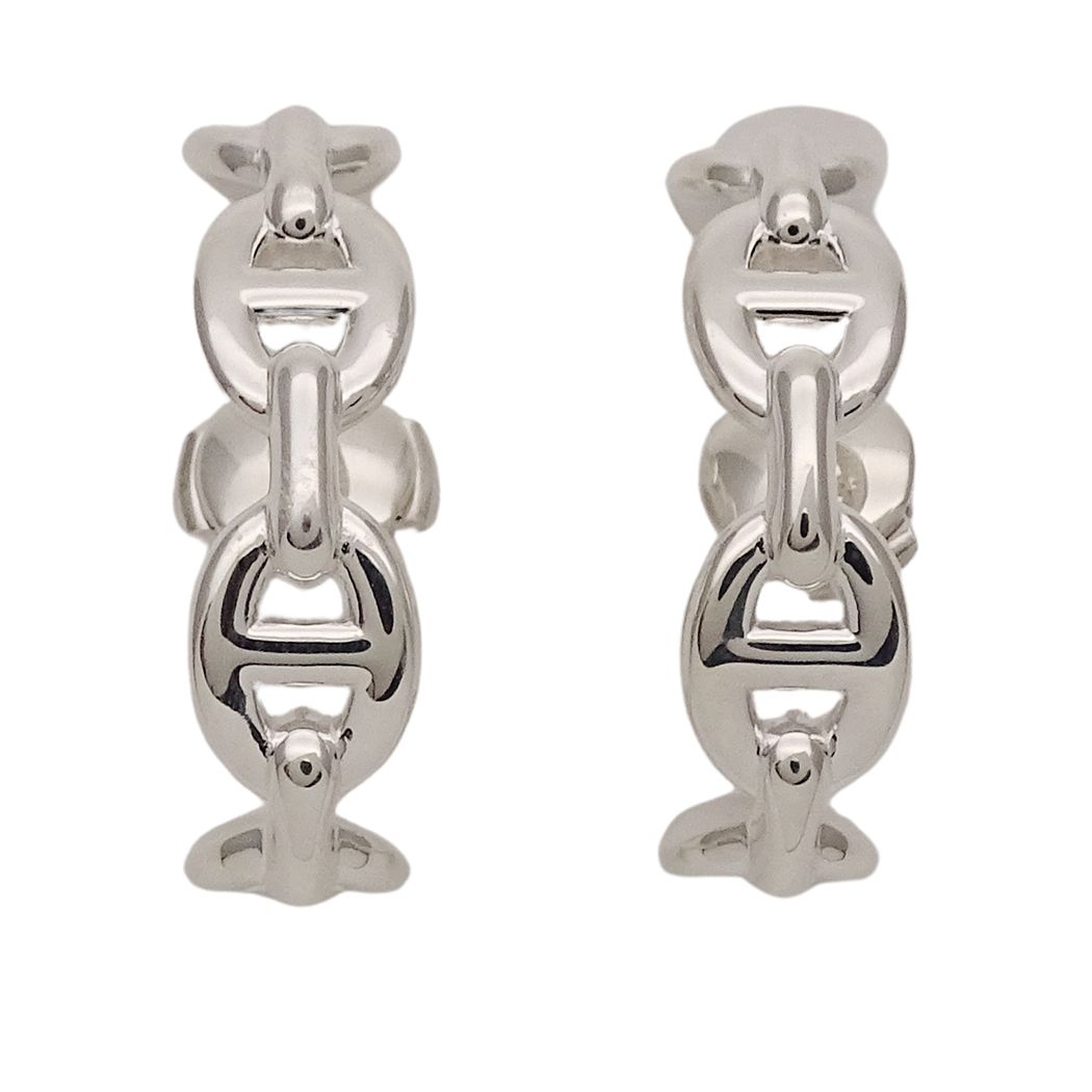 Hermes Earrings Chaine D'ancre Silver Polished