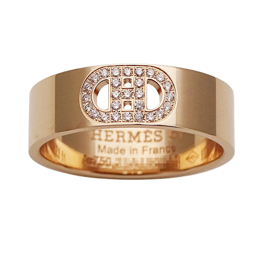 Hermes Ring 18k Gold Diamond D'ancre PM Pink 51 Issue Polished — view 2