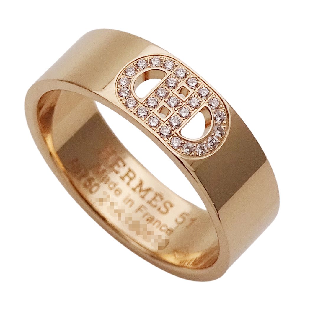 Hermes Ring 18k Gold Diamond D'ancre PM Pink 51 Issue Polished — view 4