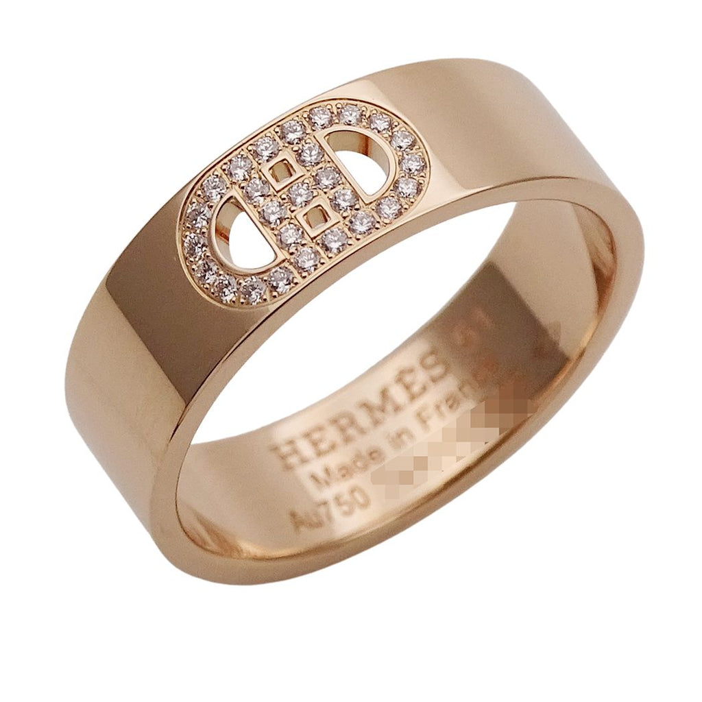 Hermes Ring 18k Gold Diamond D'ancre PM Pink 51 Issue Polished
