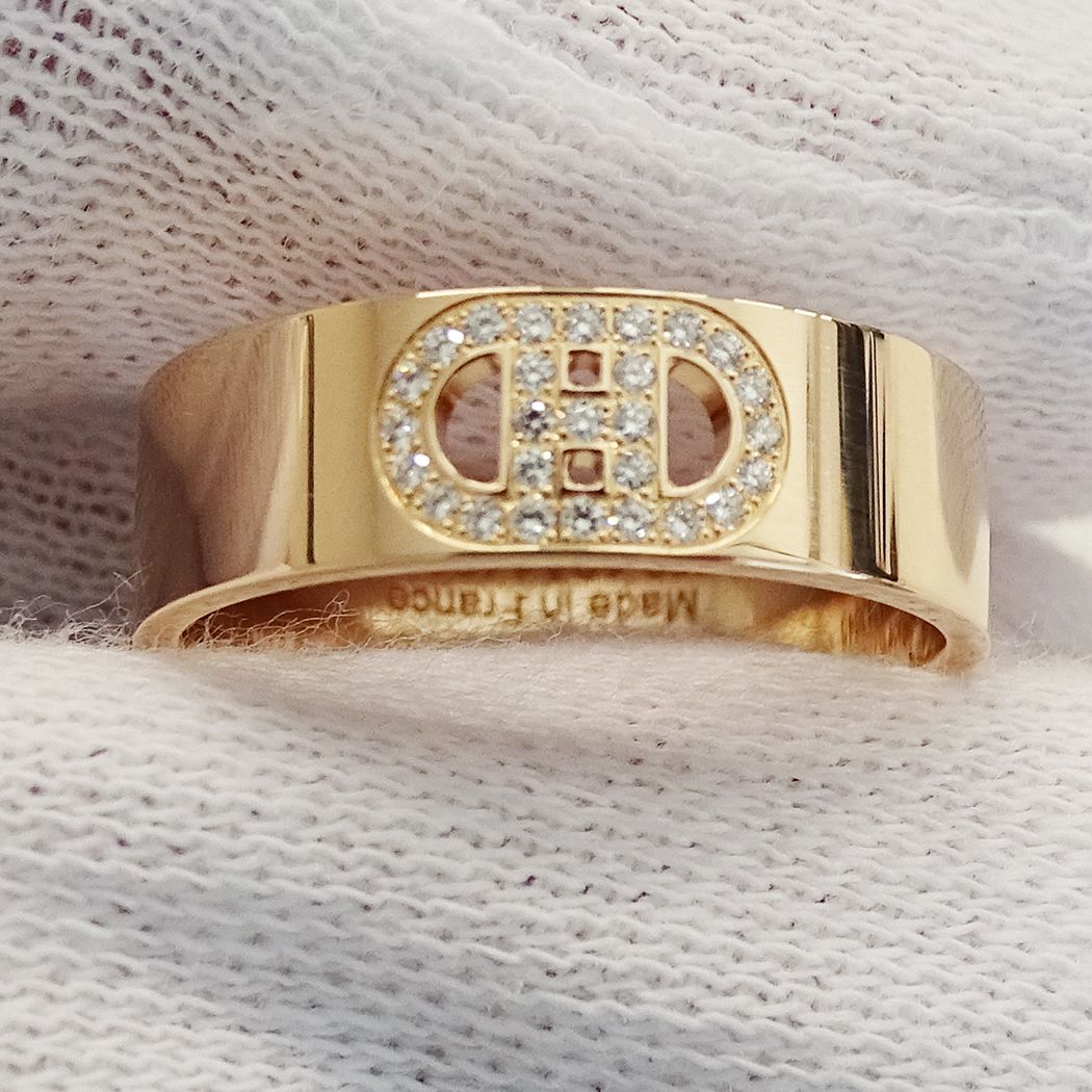 Hermes Ring 18k Gold Diamond D'ancre PM Pink 51 Issue Polished — view 6