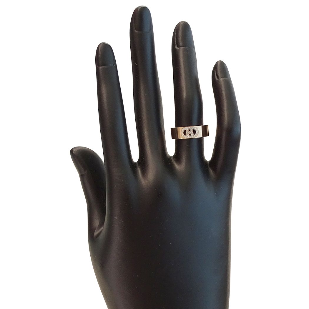 Hermes Ring 18k Gold Diamond D'ancre PM Pink 51 Issue Polished — view 8