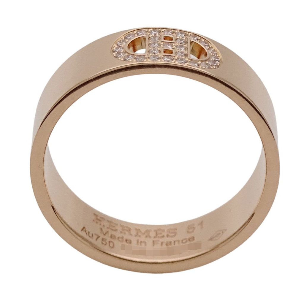 Hermes Ring 18k Gold Diamond D'ancre PM Pink 51 Issue Polished — view 3