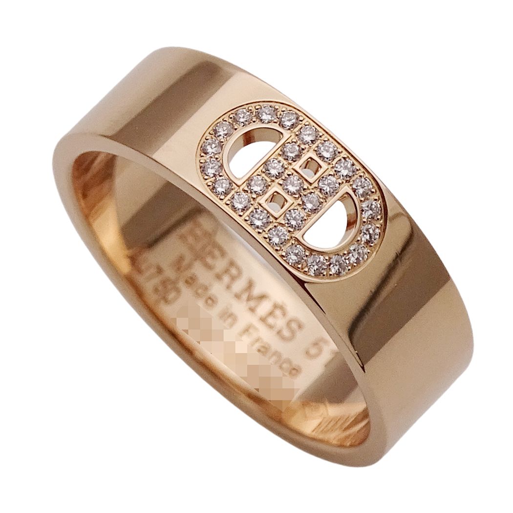 Hermes Ring 18k Gold Diamond D'ancre PM Pink 51 Issue Polished — view 4