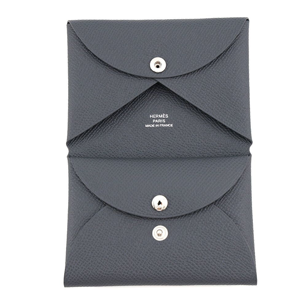 Hermes Coin Case Calvi Duo Ardoise Silver Epsom — view 4