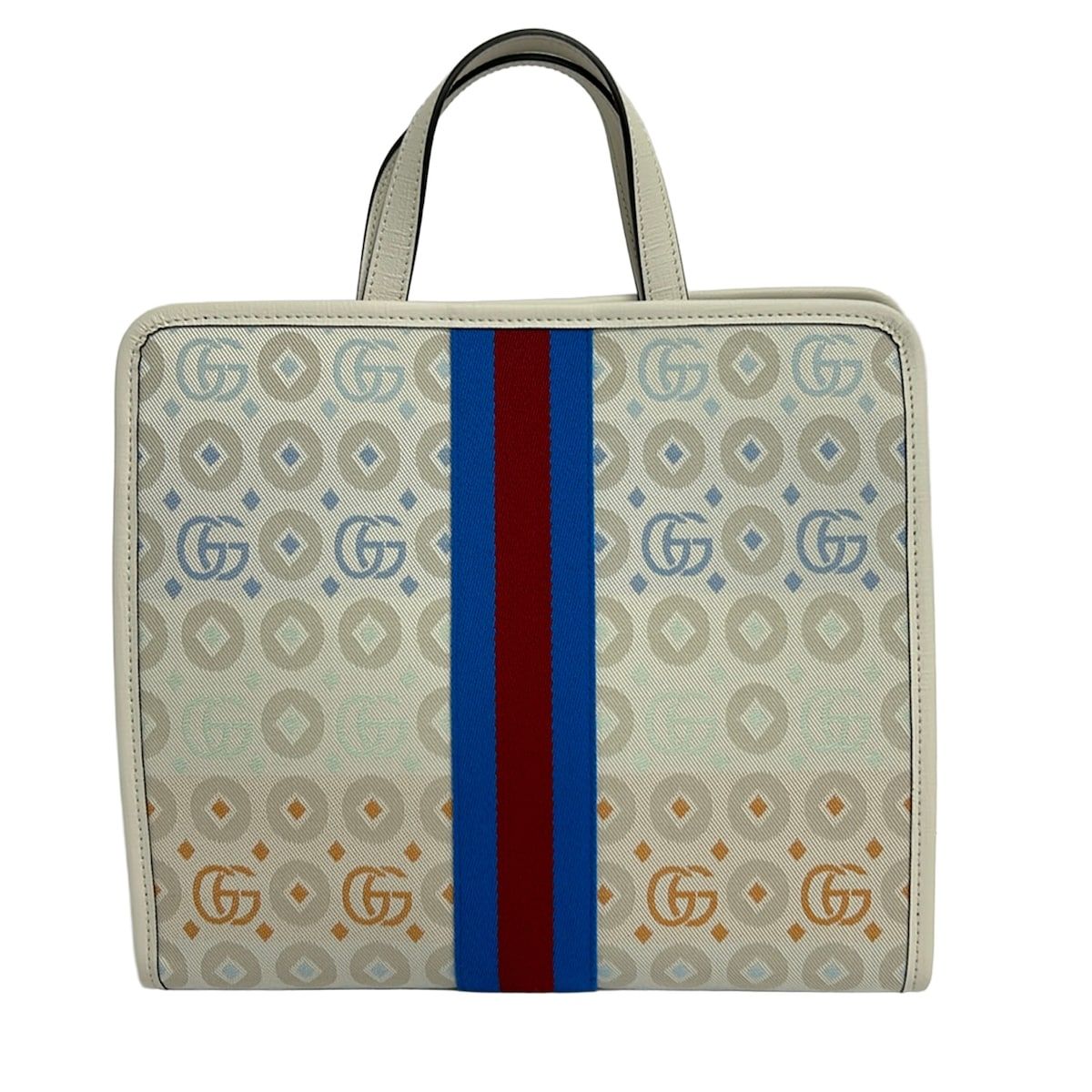 Gucci Tote Children's GG Print Ivory Blue Multi Leather