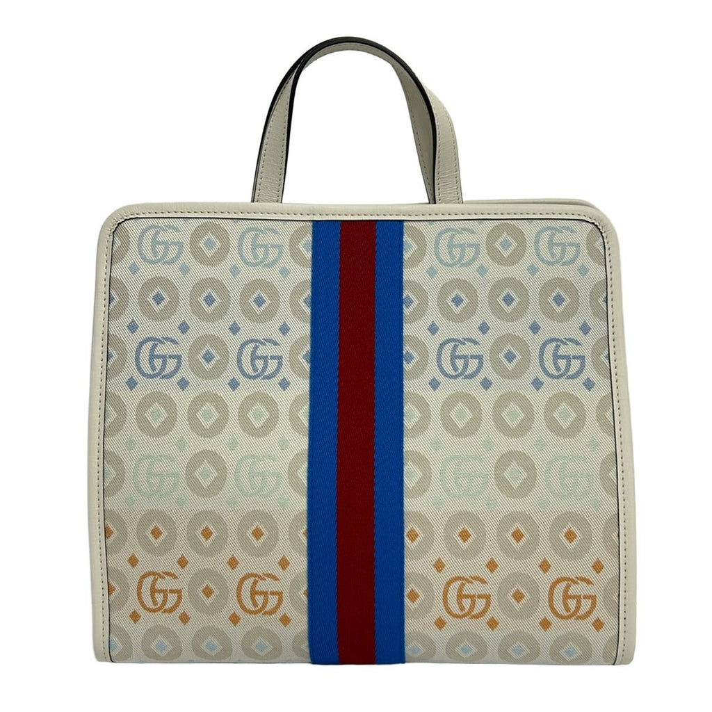 Gucci Tote Children's GG Print Ivory Blue Multi Leather — view 3