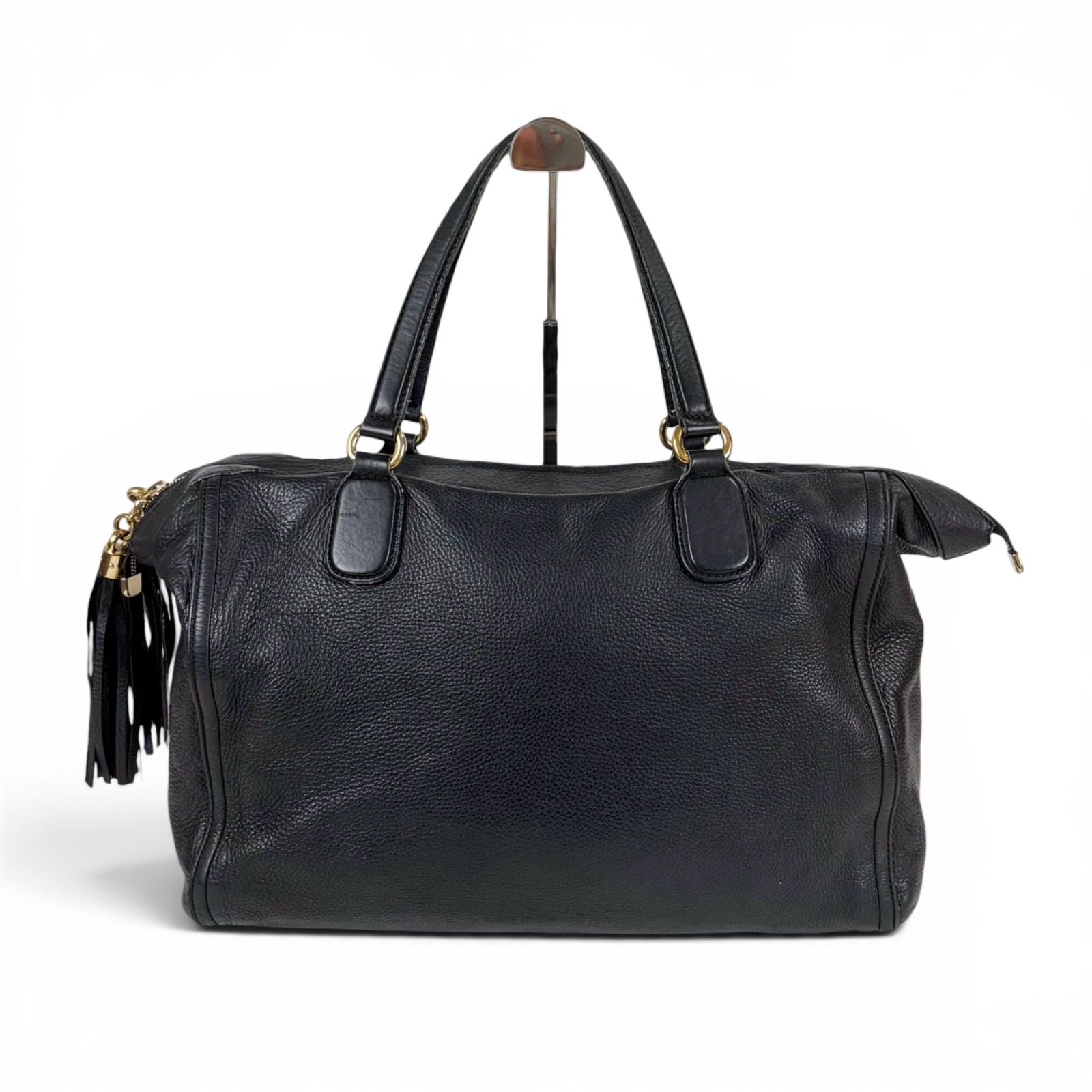 Gucci Soho Leather Tote Tassel Charm GG Black — view 2