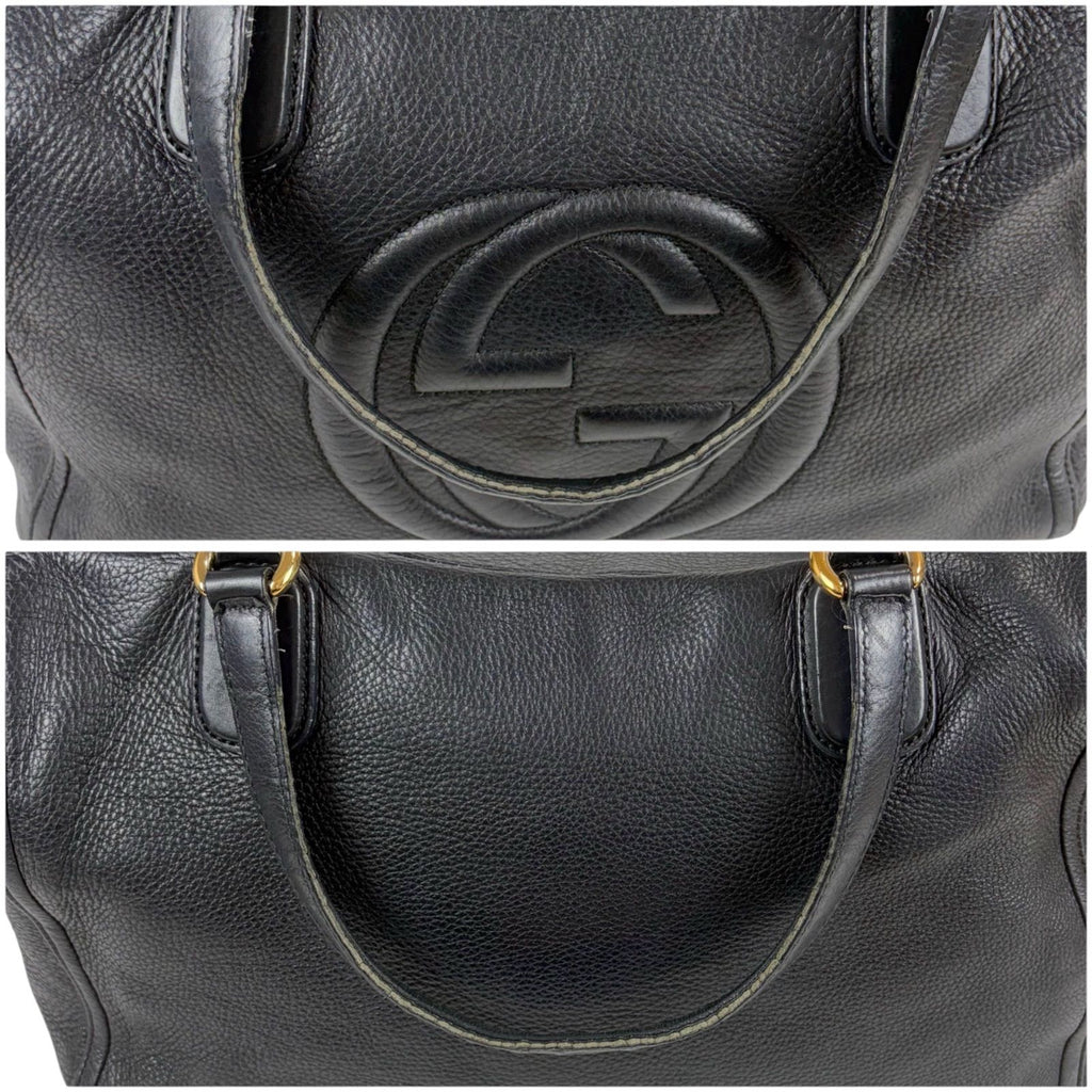 Gucci Soho Leather Tote Tassel Charm GG Black — view 8