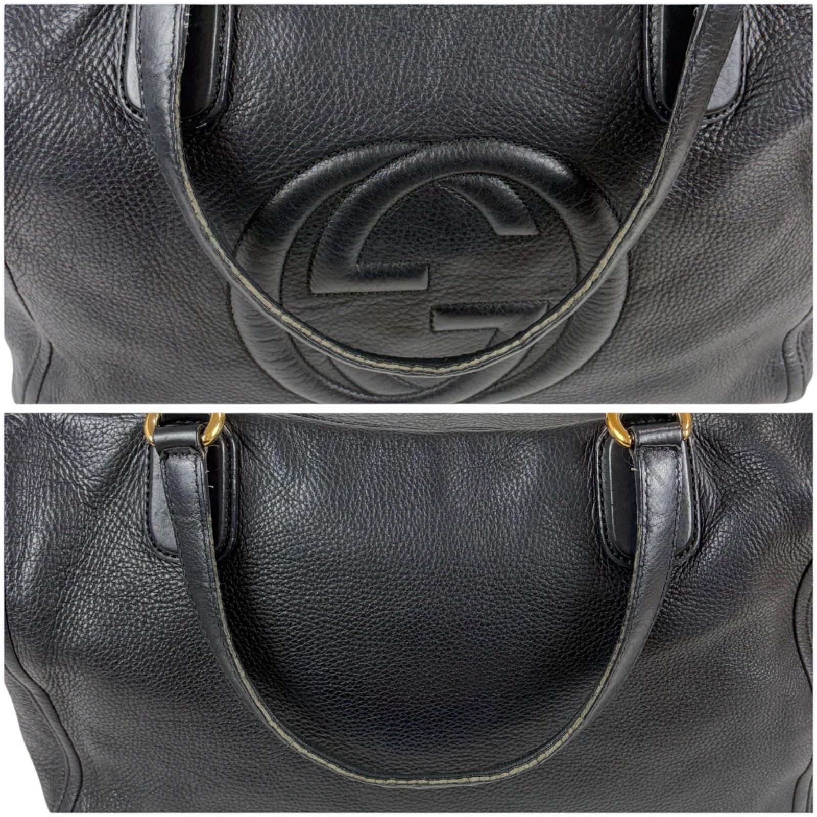 Gucci Soho Leather Tote Tassel Charm GG Black — view 8