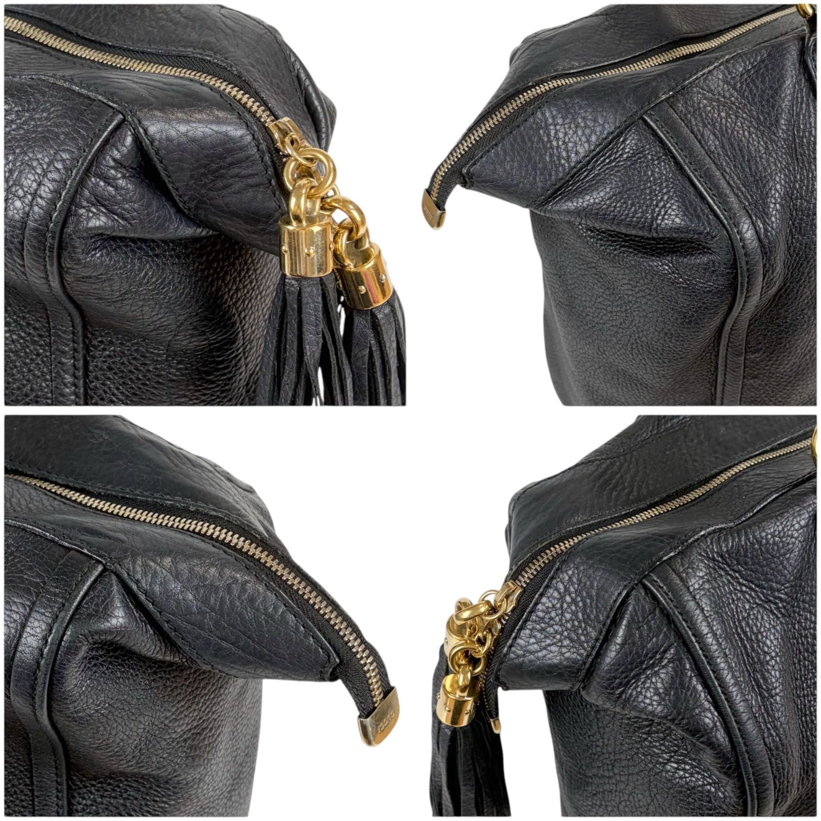 Gucci Soho Leather Tote Tassel Charm GG Black — view 4