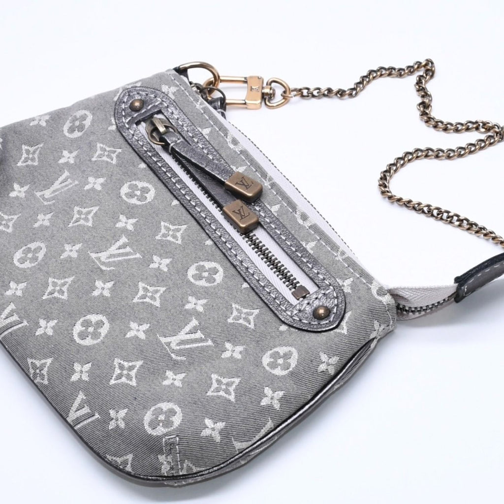 Louis Vuitton Monogram Mini Lin Mini Pochette Accessoires Plantine Handbag Gray — view 3