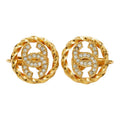 Chanel CC Logo Earrings Gold Plated Rhinestone
