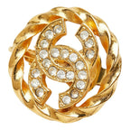 Chanel CC Logo Earrings Gold Plated Rhinestone — view 3