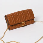 Fendi Wallet Continental Embossed FF Logo Brown Nappa Leather Gold — view 3