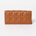 Fendi Wallet Continental Embossed FF Logo Brown Nappa Leather Gold — view 2