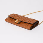 Fendi Wallet Continental Embossed FF Logo Brown Nappa Leather Gold — view 8