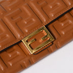 Fendi Wallet Continental Embossed FF Logo Brown Nappa Leather Gold — view 6