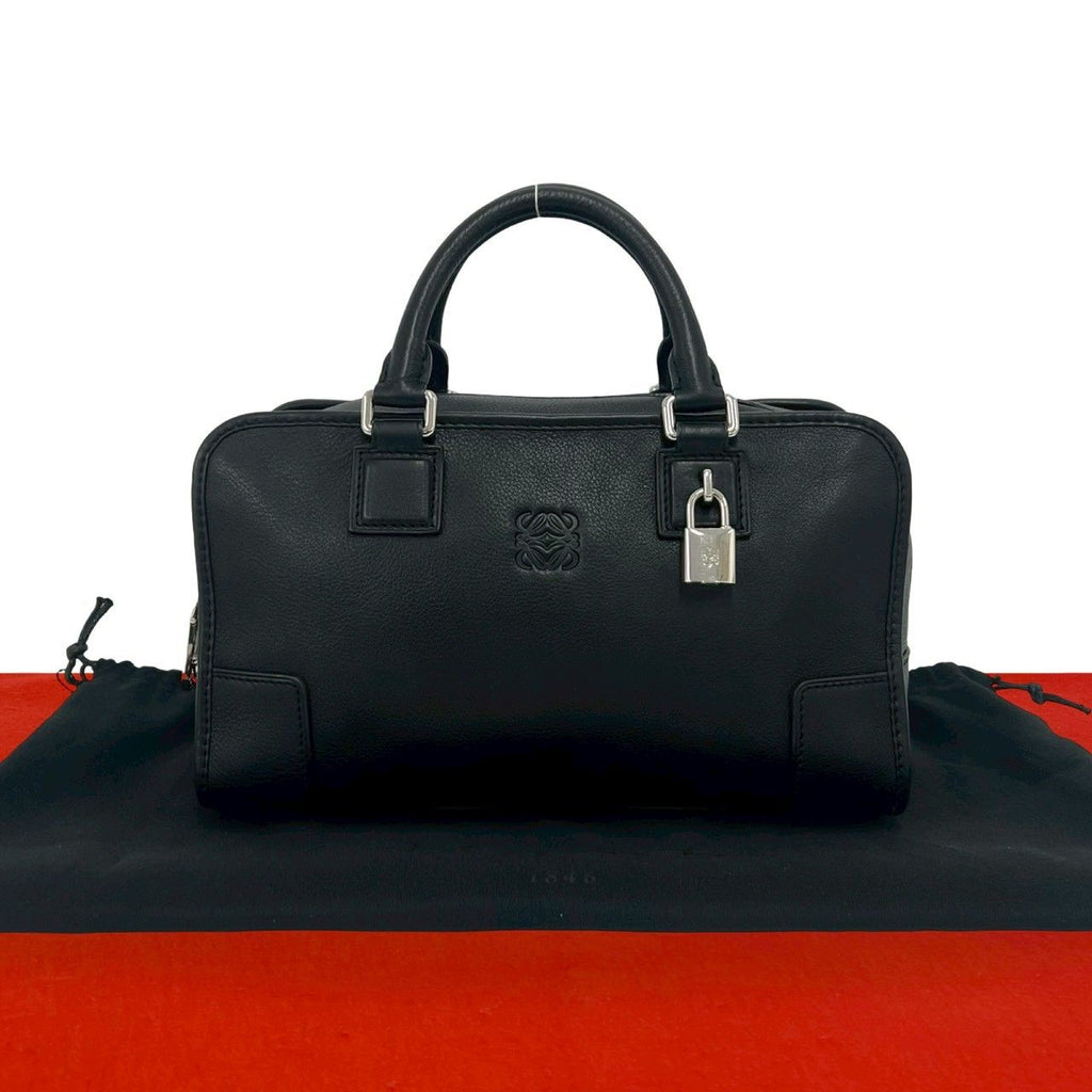 Loewe Amazona 28 Anagram Logo Leather Boston Bag Black