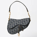 Dior Mini Saddle Bag Trotter Canvas Leather Navy