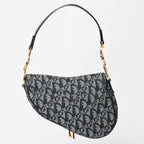 Dior Mini Saddle Bag Trotter Canvas Leather Navy — view 2