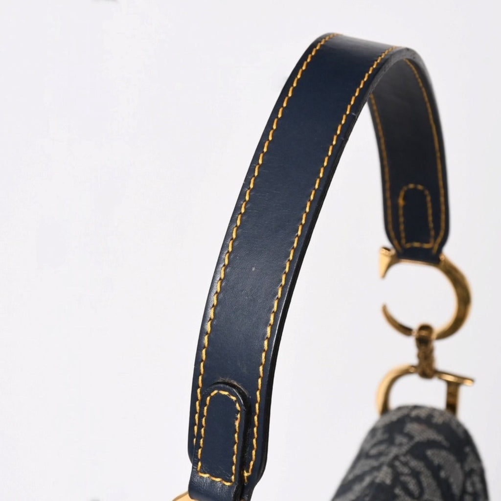 Dior Mini Saddle Bag Trotter Canvas Leather Navy — view 4