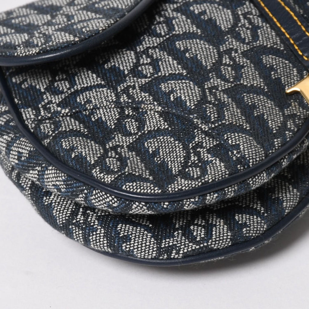 Dior Mini Saddle Bag Trotter Canvas Leather Navy — view 8