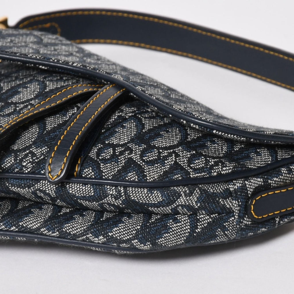 Dior Mini Saddle Bag Trotter Canvas Leather Navy — view 7
