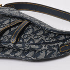 Dior Mini Saddle Bag Trotter Canvas Leather Navy — view 7