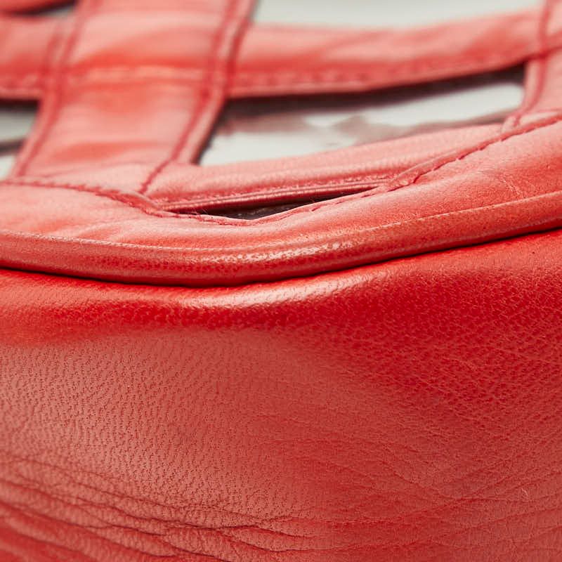Chanel CC Logo Chain Shoulder Bag Tassel Red Lambskin Vinyl — view 5