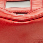 Chanel CC Logo Chain Shoulder Bag Tassel Red Lambskin Vinyl — view 6