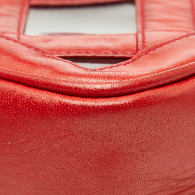 Chanel CC Logo Chain Shoulder Bag Tassel Red Lambskin Vinyl — view 6