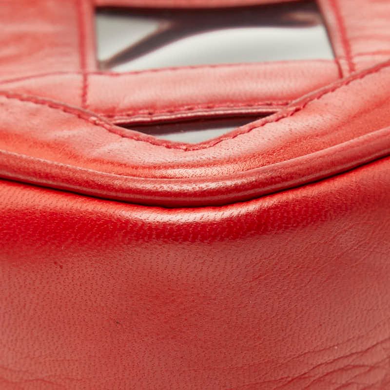 Chanel CC Logo Chain Shoulder Bag Tassel Red Lambskin Vinyl — view 7