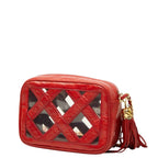 Chanel CC Logo Chain Shoulder Bag Tassel Red Lambskin Vinyl — view 2