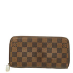 Louis Vuitton Damier Zippy Wallet Zip Around Brown Leather