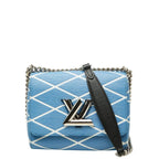 Louis Vuitton Epi Martage Twist PM Chain Shoulder Bag Blue White Leather