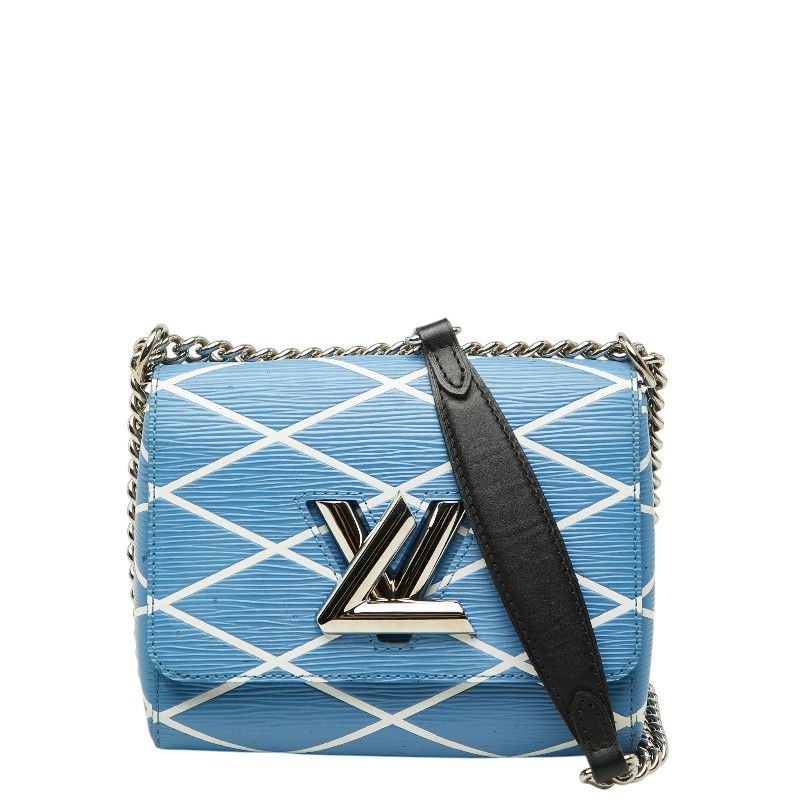 Louis Vuitton Epi Martage Twist PM Chain Shoulder Bag Blue White Leather