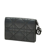 Dior Cannage Lady Dior Bloom Card Case Holder Business Black Leather — view 2