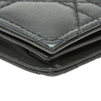 Dior Cannage Lady Dior Bloom Card Case Holder Business Black Leather — view 4
