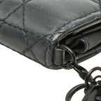 Dior Cannage Lady Dior Bloom Card Case Holder Business Black Leather — view 7