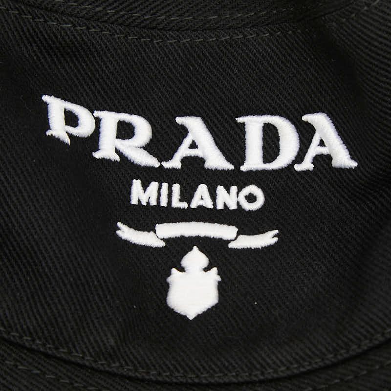 Prada Logo Bucket Hat Black Cotton — view 5