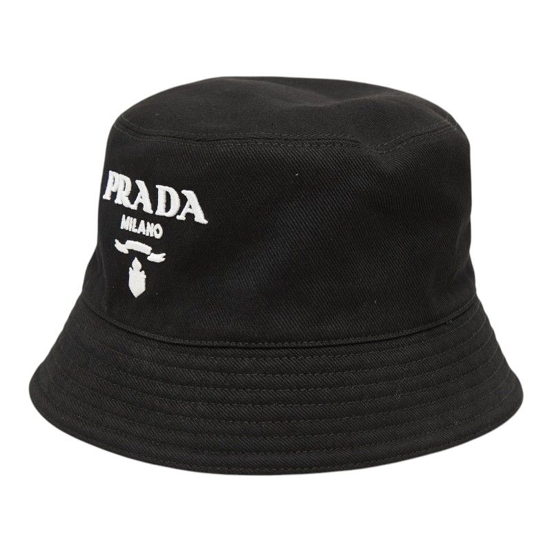 Prada Logo Bucket Hat Black Cotton — view 2