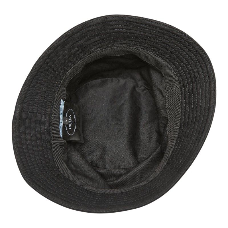 Prada Logo Bucket Hat Black Cotton — view 4