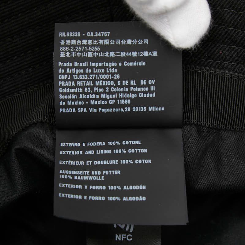 Prada Logo Bucket Hat Black Cotton — view 8