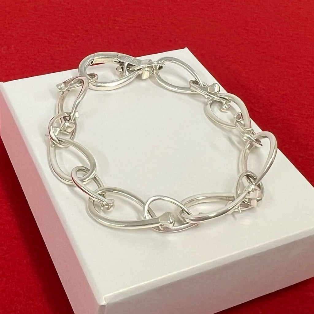Gucci Vintage Nail Motif Bracelet 925 Sterling Silver Chain