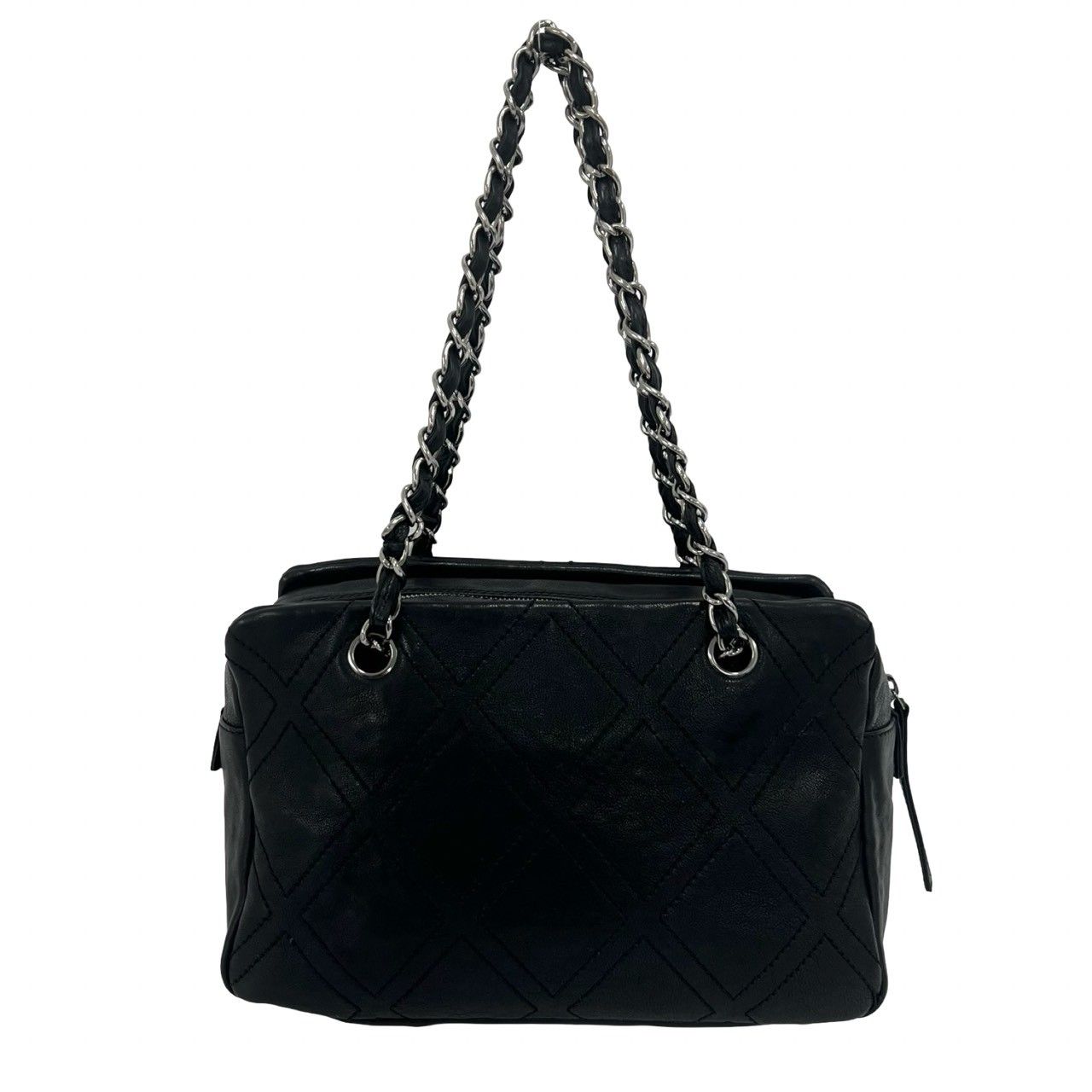 Chanel Card CC Logo Calf Leather Shoulder Bag Tote Black — view 3