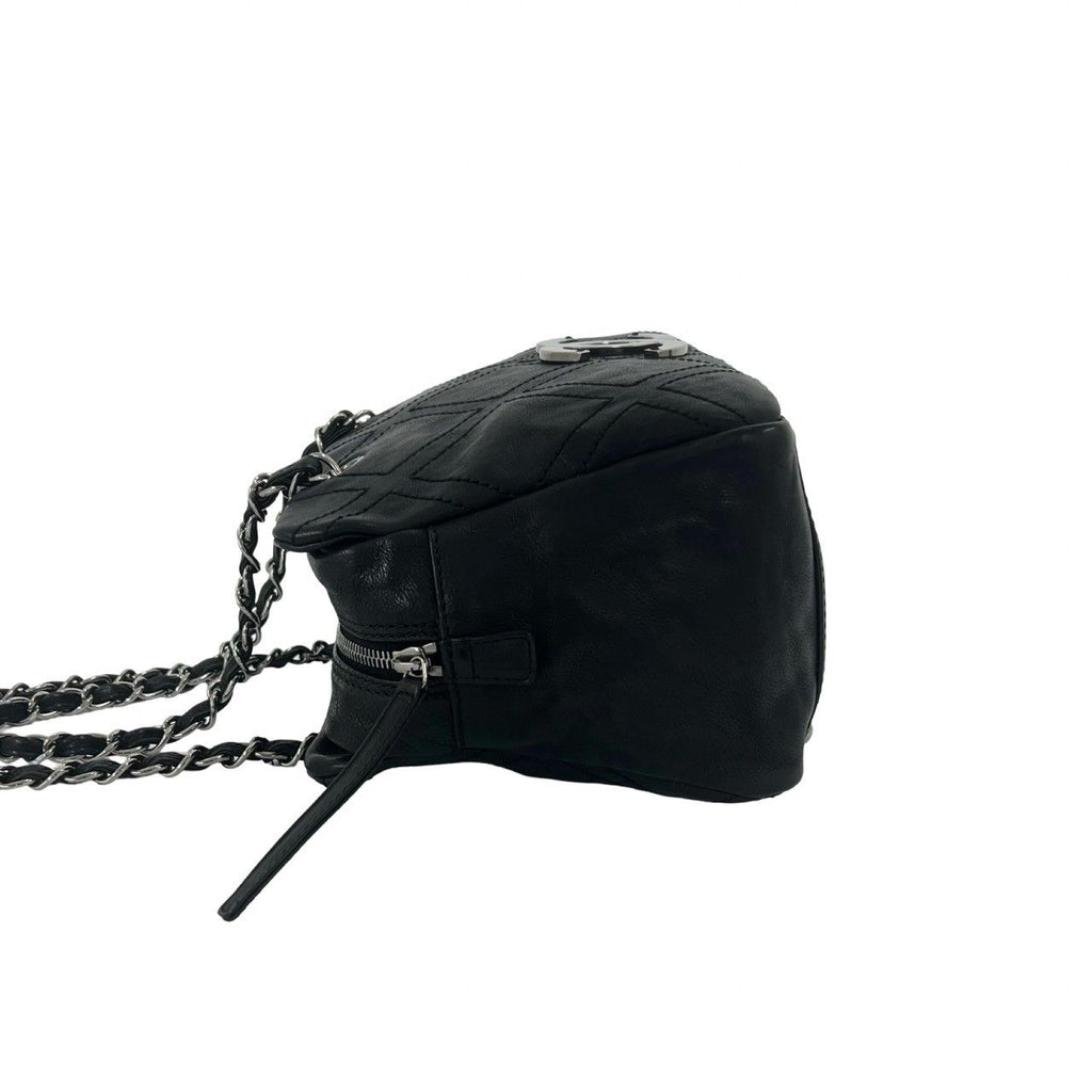 Chanel Card CC Logo Calf Leather Shoulder Bag Tote Black — view 5