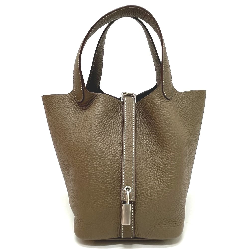 Hermes Handbag Picotin Lock PM 18 PM Taurillon Clemence Etoupe