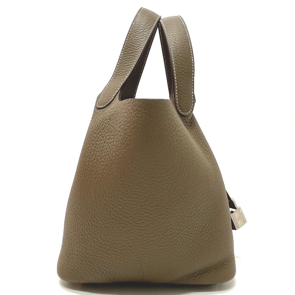 Hermes Handbag Picotin Lock PM 18 PM Taurillon Clemence Etoupe — view 4