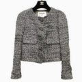 Chanel Jacket Tweed Bijou Flower Button Gray
